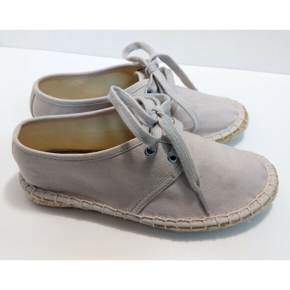 Asos Ivory Canvas Espadrille, US 4 UK 2 girl's youth lace-up shoe Manual Sewing - Picture 1 of 8
